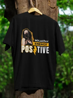 Nola Grey Positive Energy Oversized Black Graphic T-Shirt
