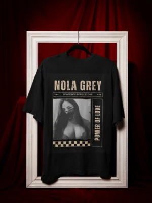 Nola Grey Power Of Love Oversized Black Graphic T-Shirt