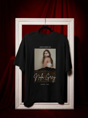 Nola Grey Freedom Oversized Black Streetwear T-Shirt