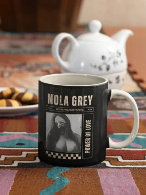 Nola Grey Power Of Love Premium Black Coffee Mug