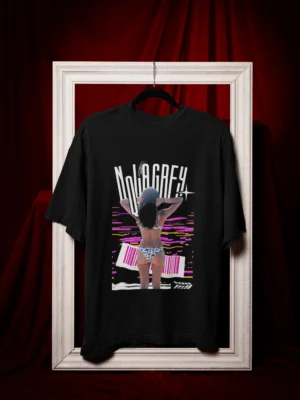 Nola Grey Retro Pulse Oversized Black Graphic T-Shirt
